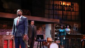 Group of people gathered in jazz club